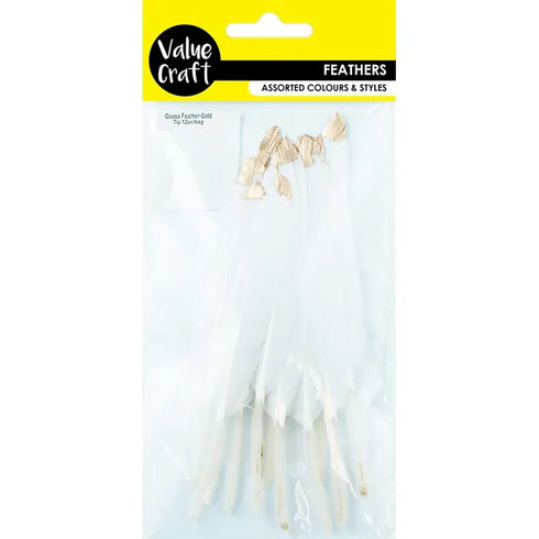 Goose Craft Feathers with Gold Tip